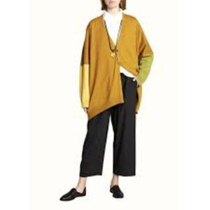 Eskandar Wool/Cashmere Japanese Trousers Black Wide-Leg Pants Women Size 2